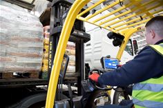 A docked G2 installed on a forklift A docked G2 installed on a forklift